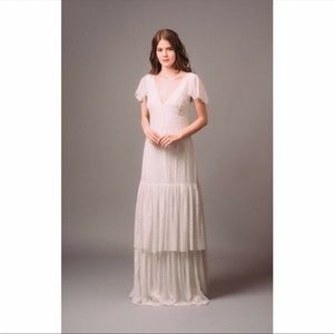 BHLDN silver and white maxi dress